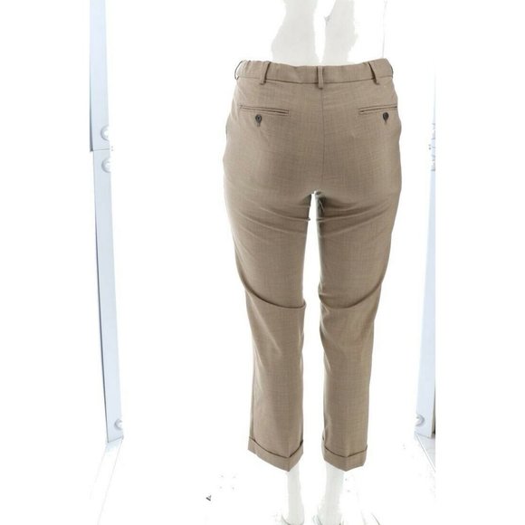 NWT LANDS' END COMFORT WAIST PLAIN FRONT WOOL PANTS KHAKI HEATHER 35-UNHEMMED - Picture 5 of 10